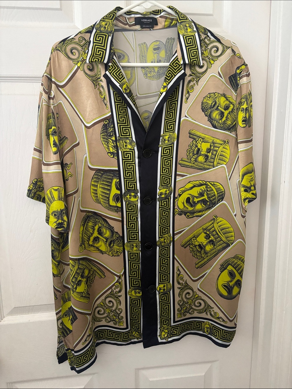 Versace Beige, Yellow & Black Medusa Motif Shirt